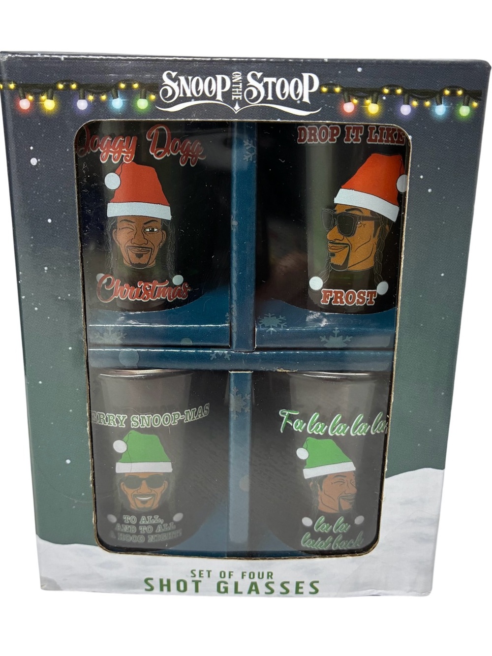 Snoop Dogg Snoop on the Stoop Set Of Four Christmas Shot Glasses 1.8 FL OZ